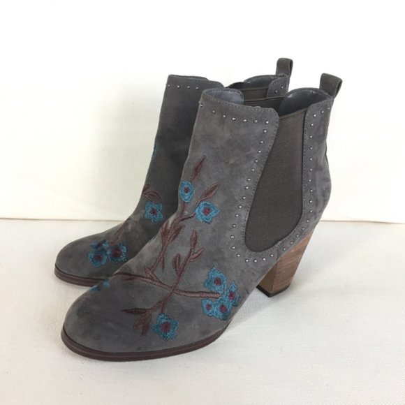 NIB Crown Vintage 7.5 Ankle Boots Embroidered gray - Picture 2 of 7